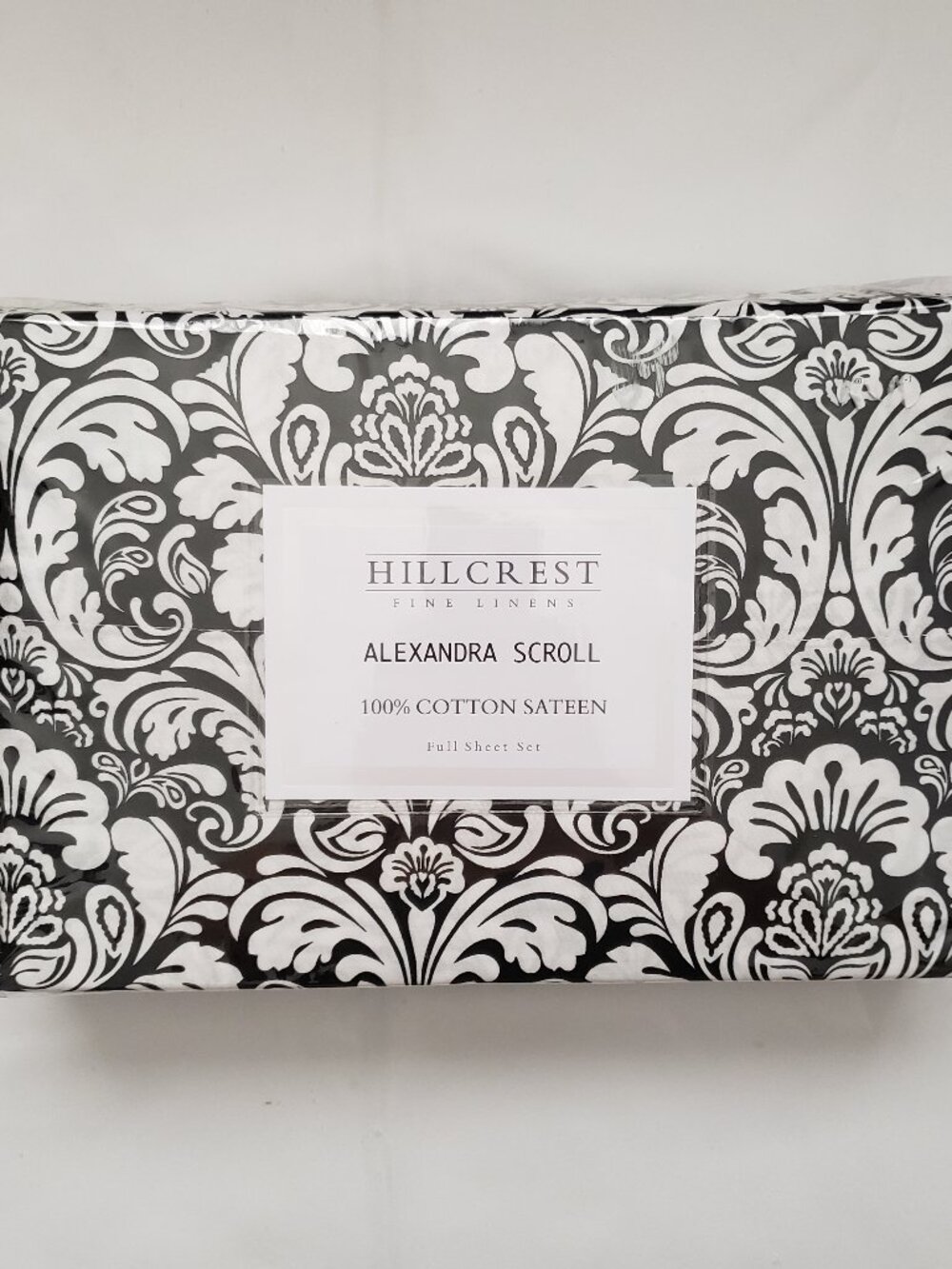 NEW Hill Crest Alexandra Scroll Full 100% cotton sateen bed sheet set damask